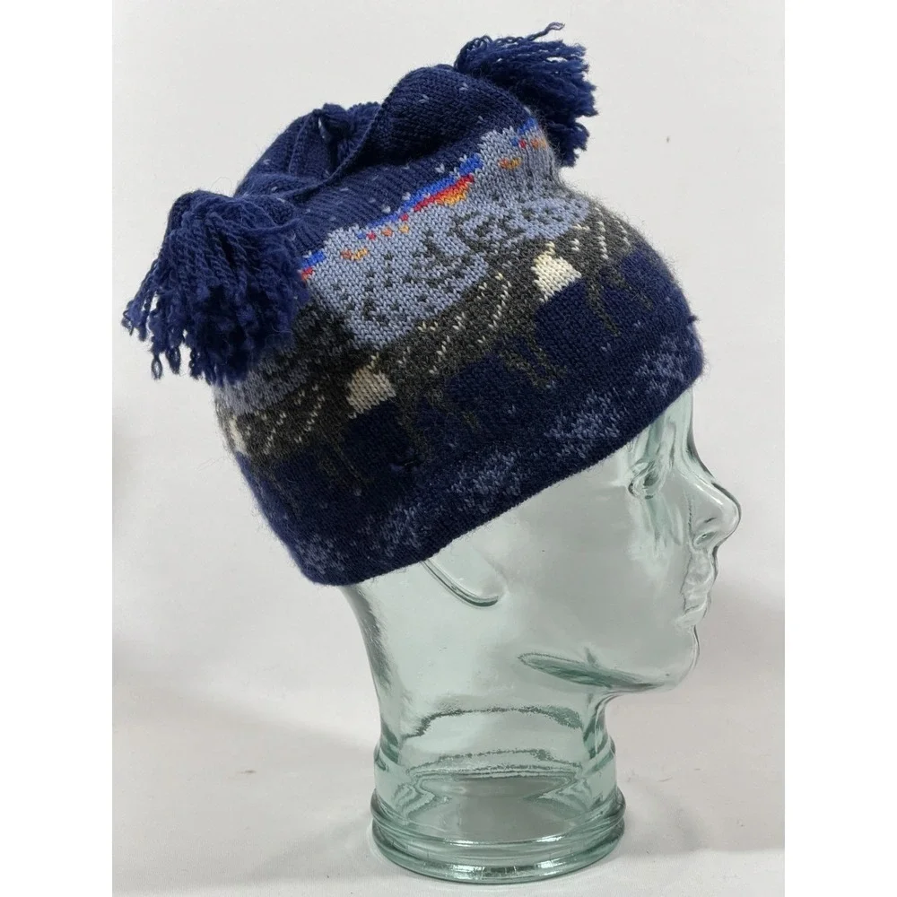 Maria Lammi Nordic Pom Beanie Hat Fair Isle Cottagecore Cozy Winter Knit